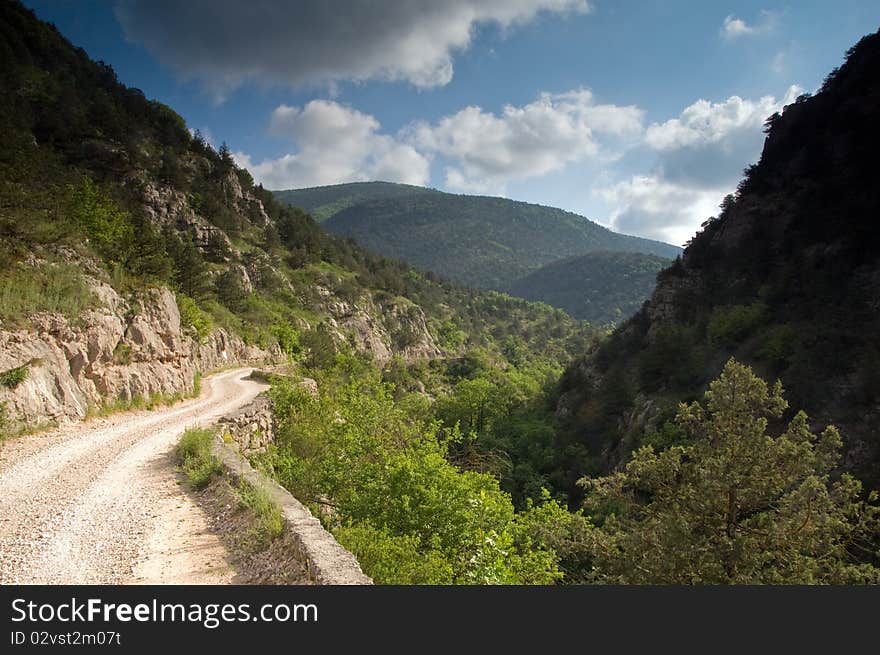 Road toward mountains