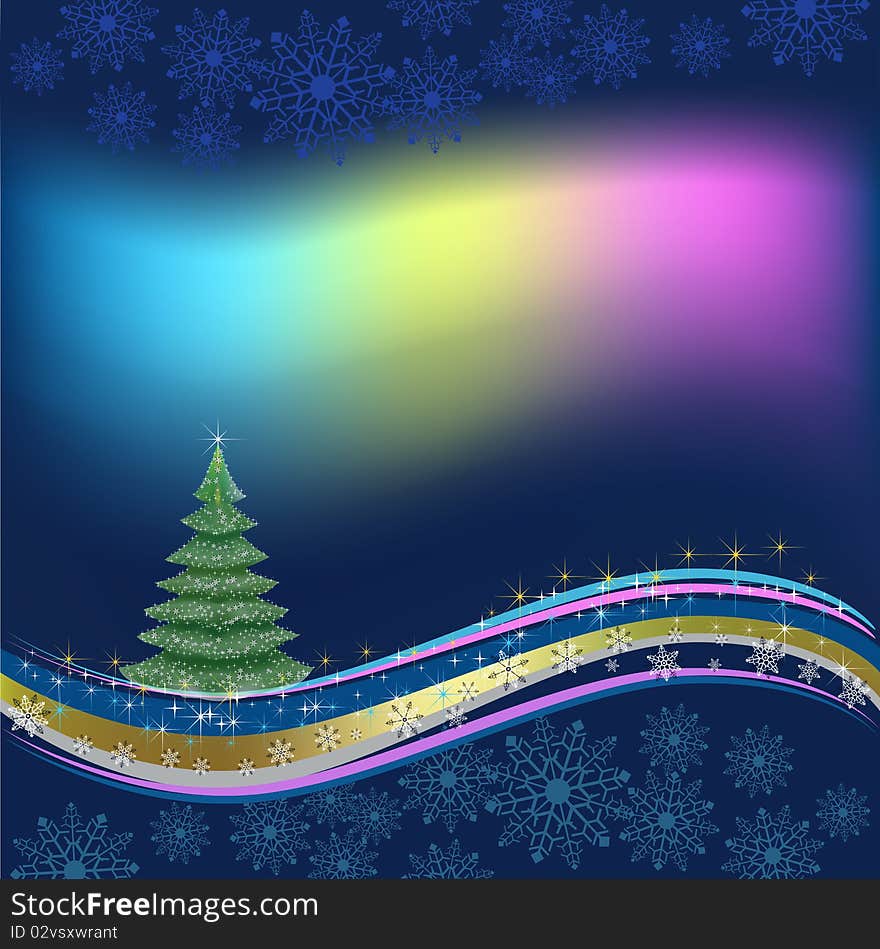 Christmas tree on dark background