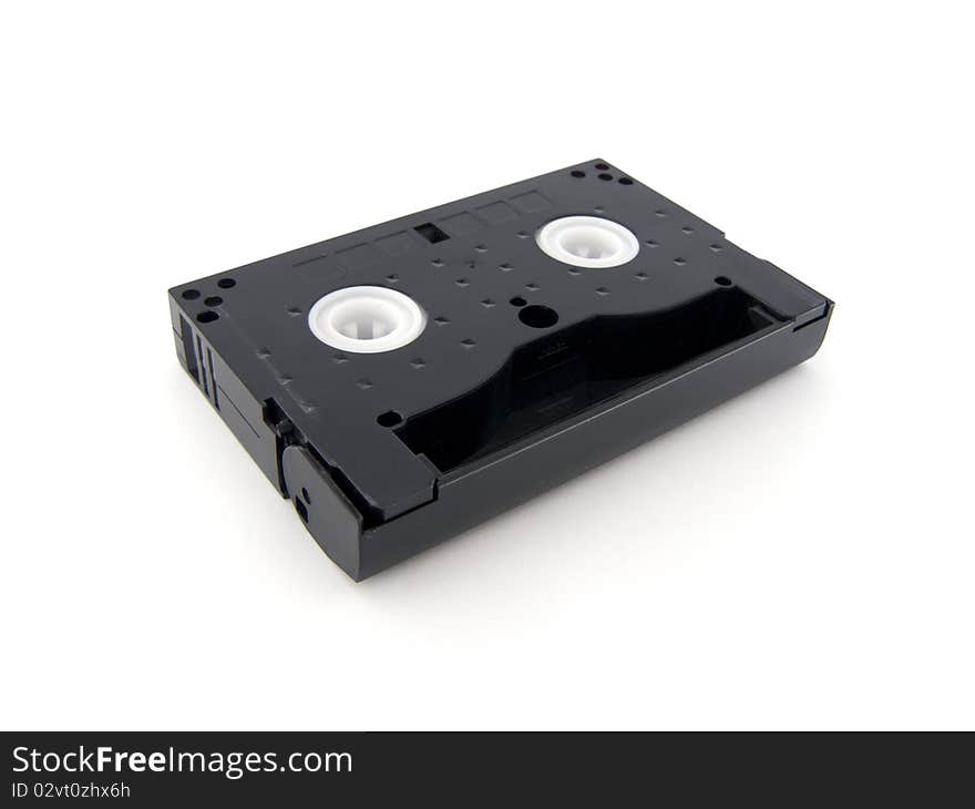 Video compact cassette on white background