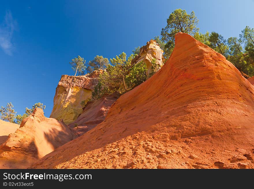 View on ochre mine near Roussillon, France