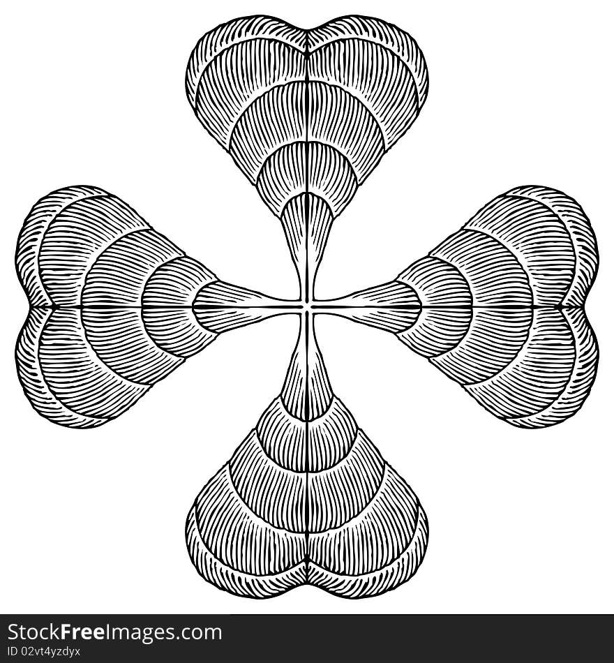 Detailed drawing of the four leaves clover. Detailed drawing of the four leaves clover