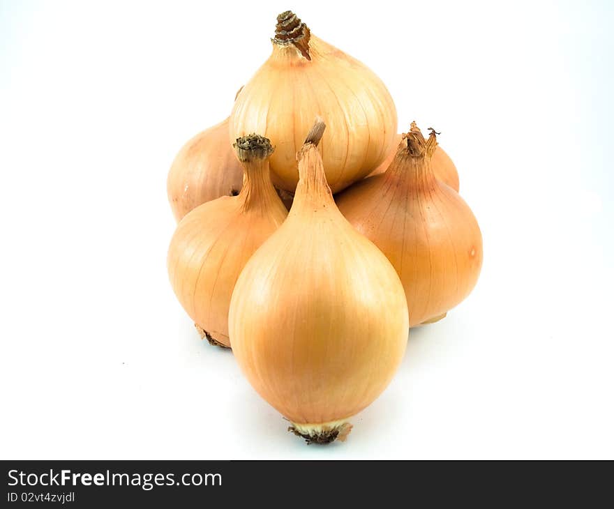 Some bulbs the friend on the friend in the form of a pyramid on a white background. Some bulbs the friend on the friend in the form of a pyramid on a white background