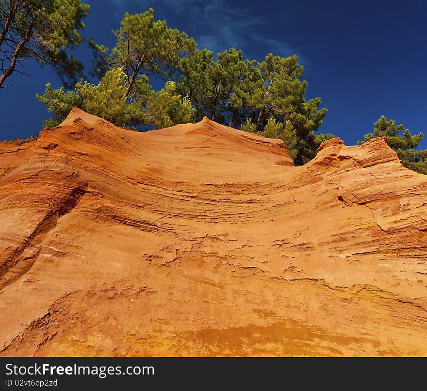 View on ochre mine near Roussillon, France