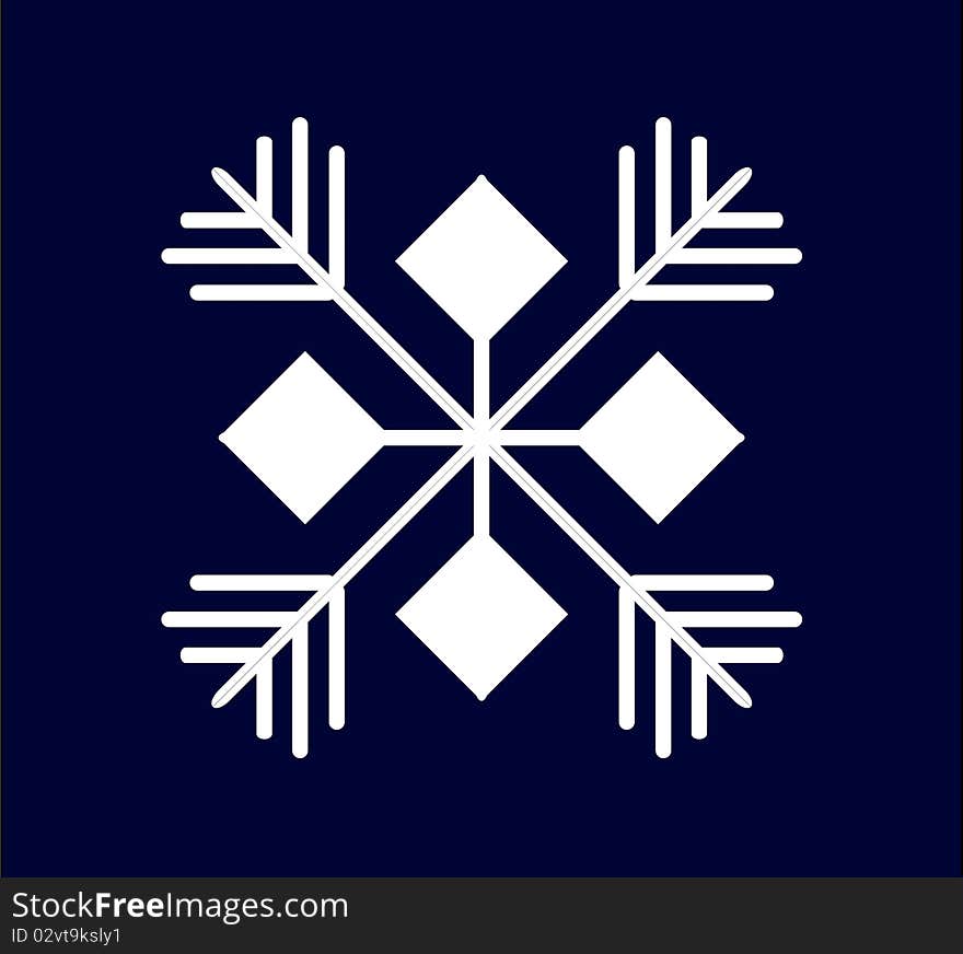 White snowflake on a dark blue background