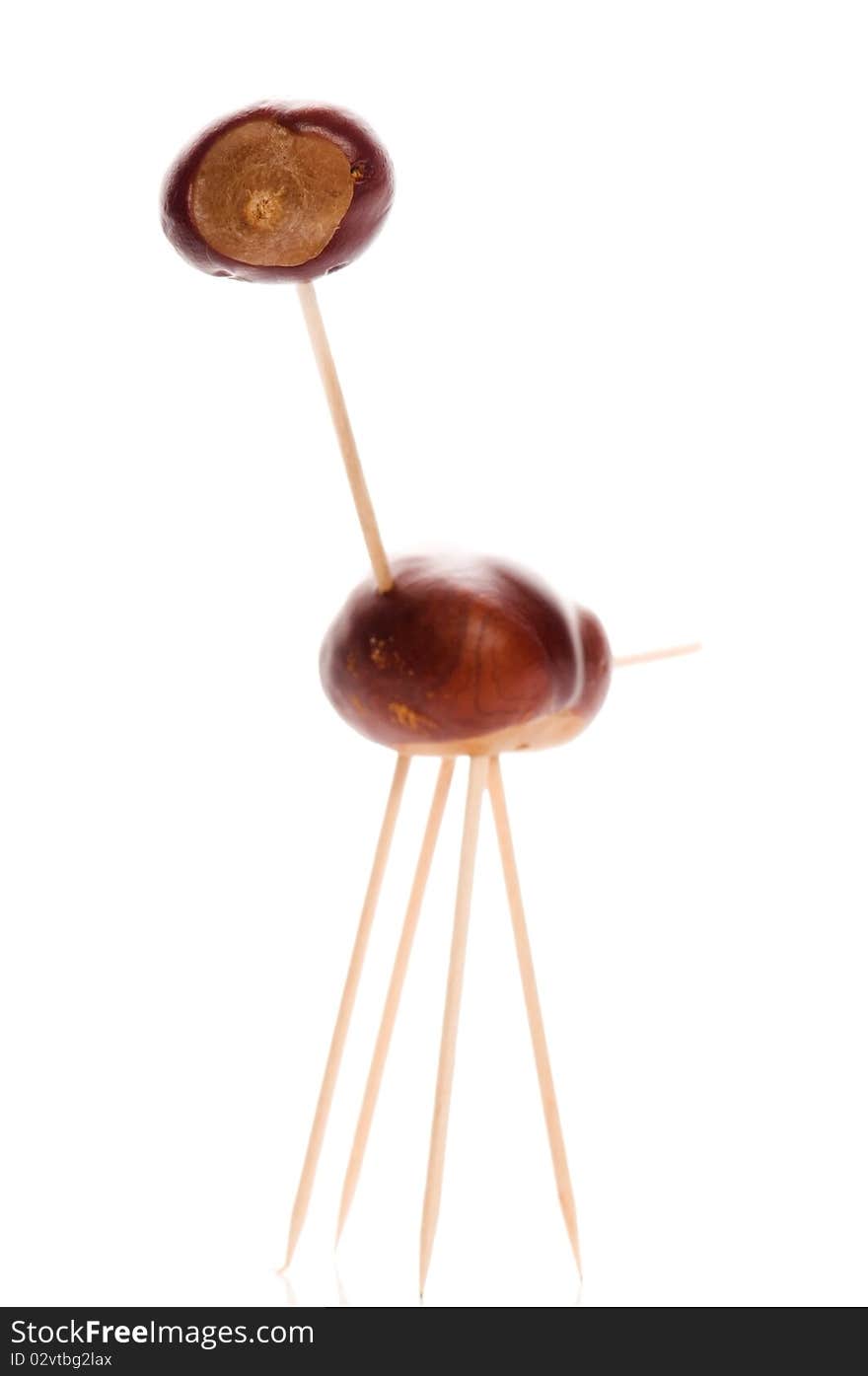 Funny chestnut toy isolated on the white background