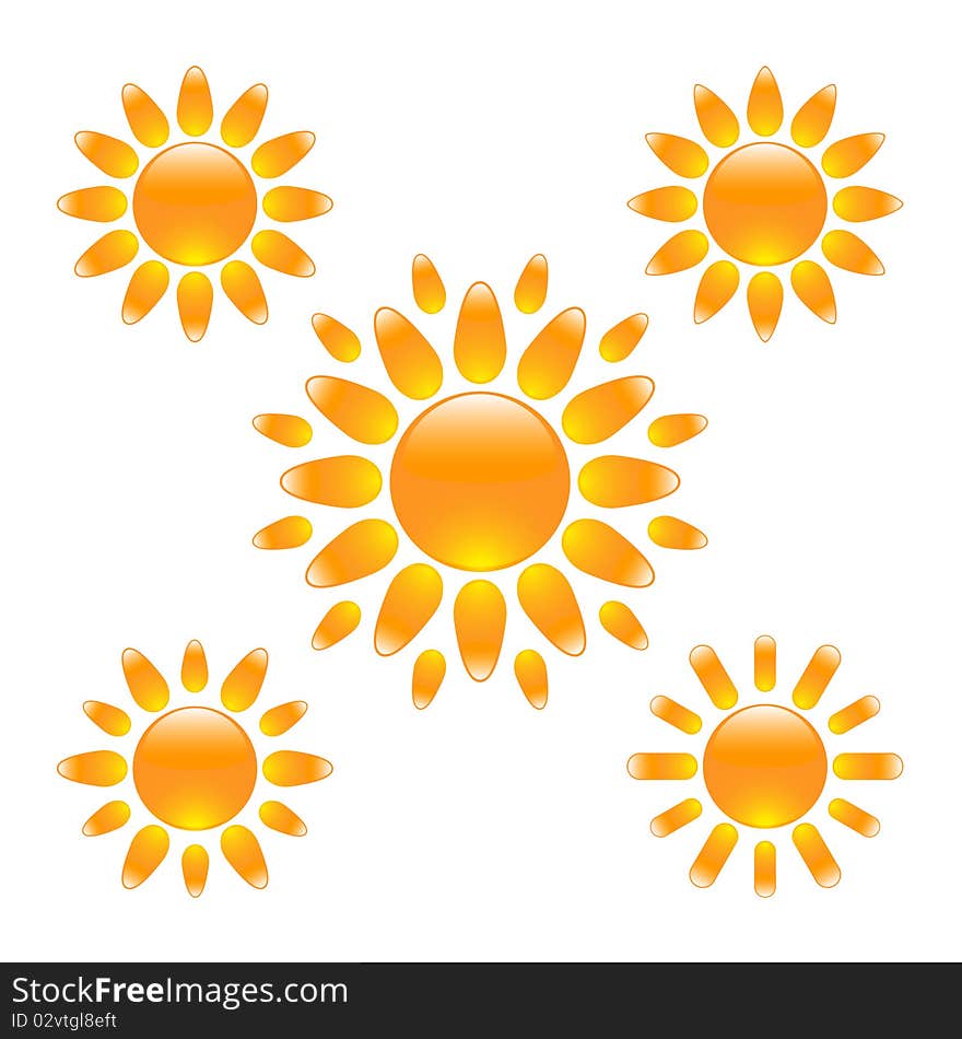 Set Of Glossy Sun Icons