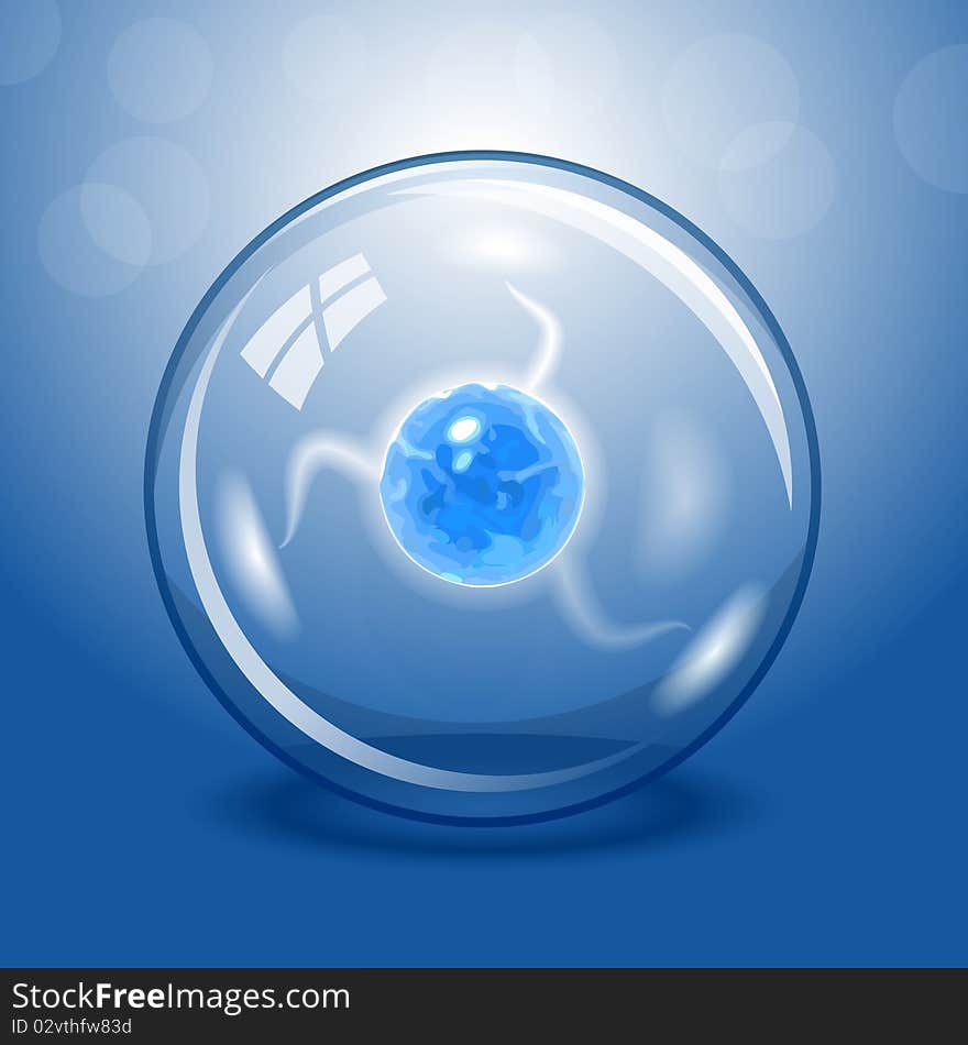 Blue glass electric lightning ball. Vector illustration. Blue glass electric lightning ball. Vector illustration