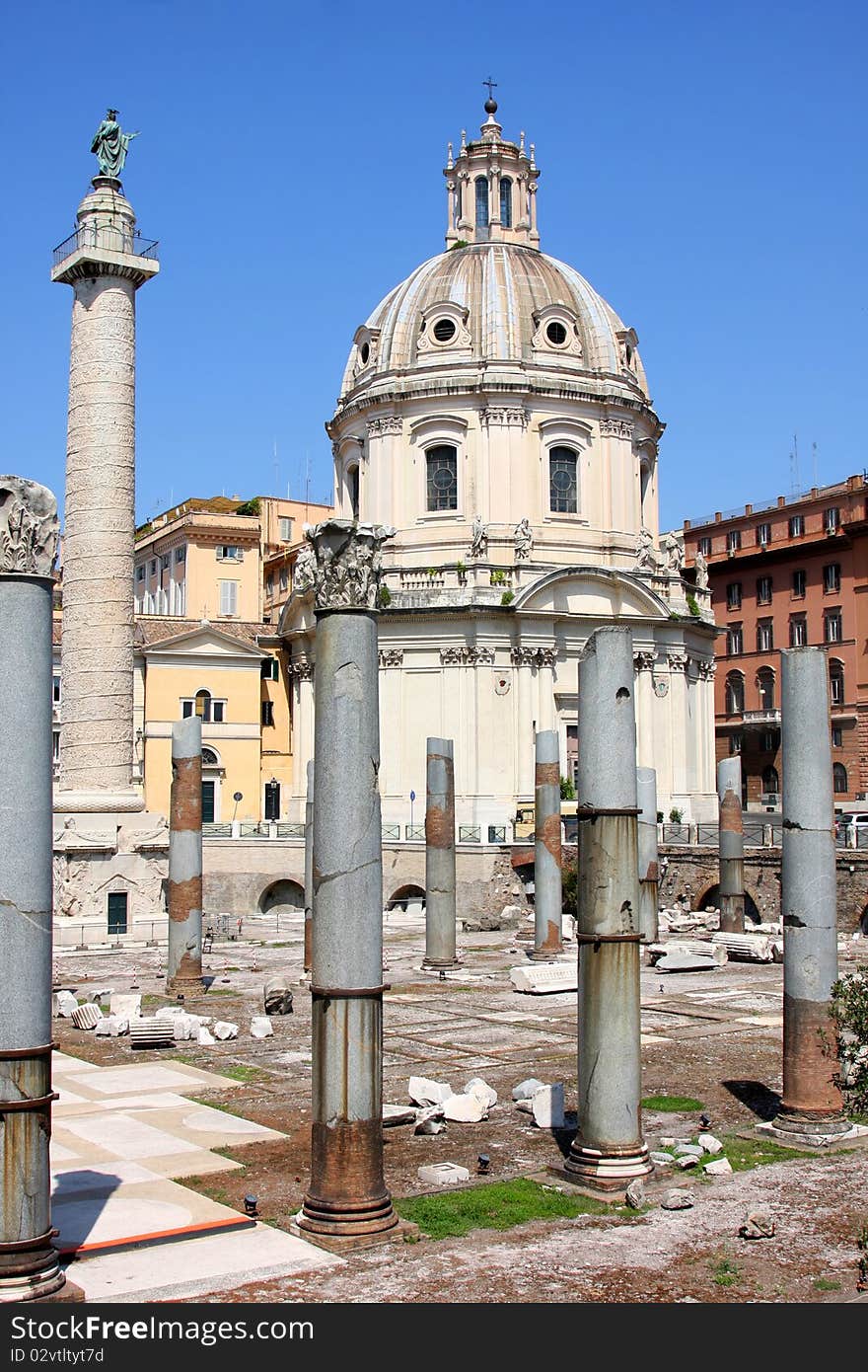 Traian column and Santa Maria di Loreto in Rome