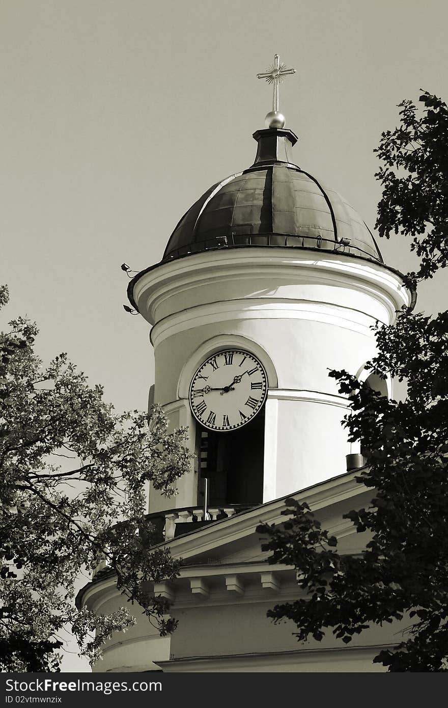 Tower clock on the historic building. Tower clock on the historic building