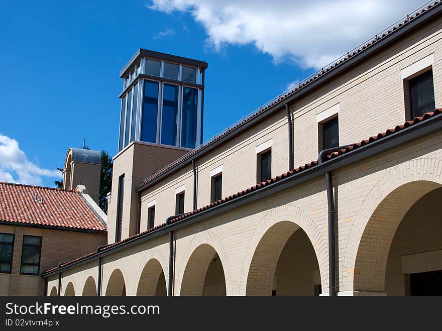 The atrium and arched entrance of the Lourdes College campus. The atrium and arched entrance of the Lourdes College campus.