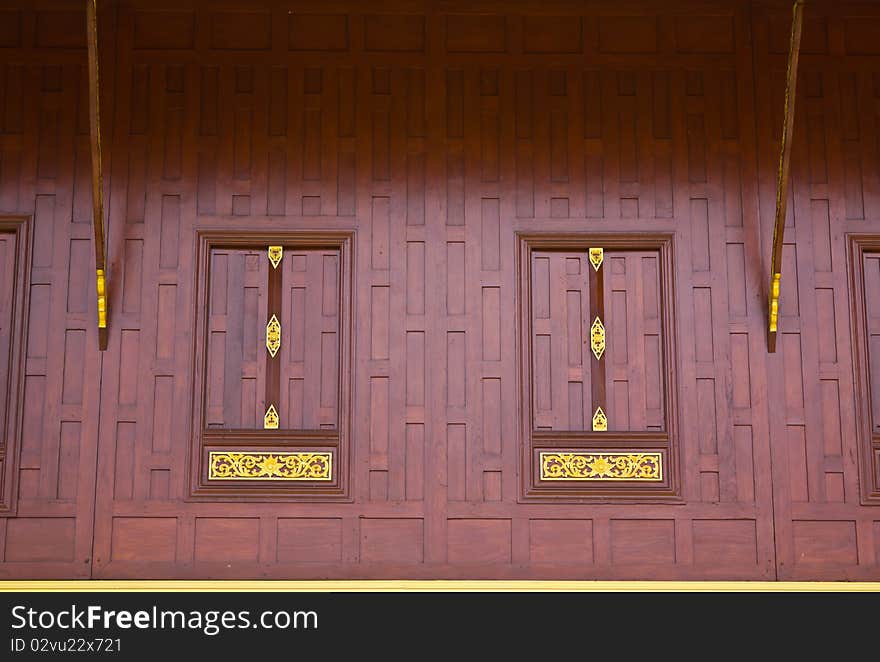 Traditional Thai style window in the temple