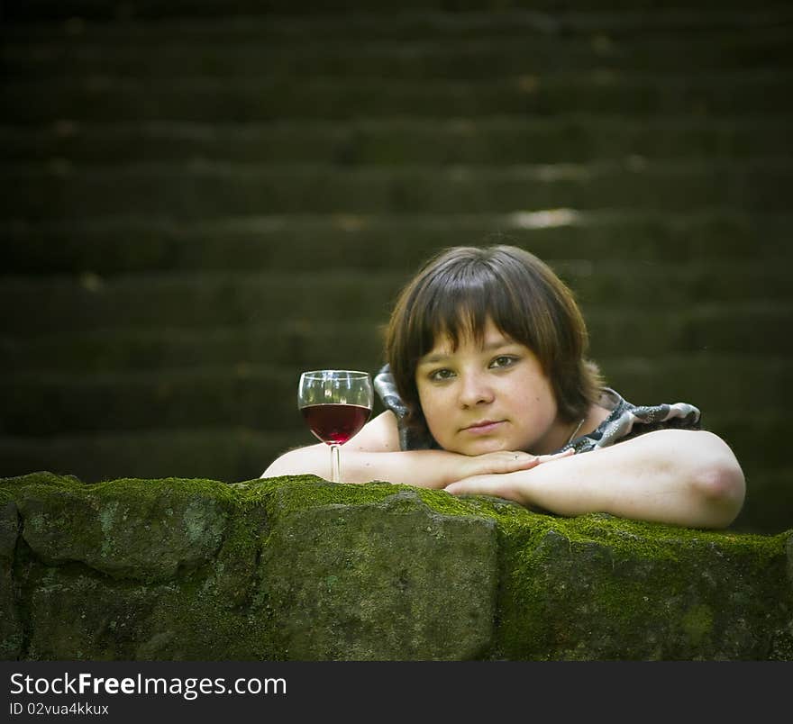 Woman and red wine