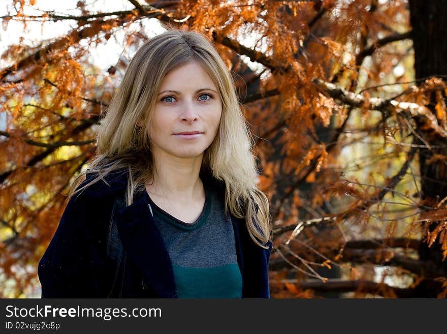 Portrait of a beautiful blonde woman outdoor. Portrait of a beautiful blonde woman outdoor