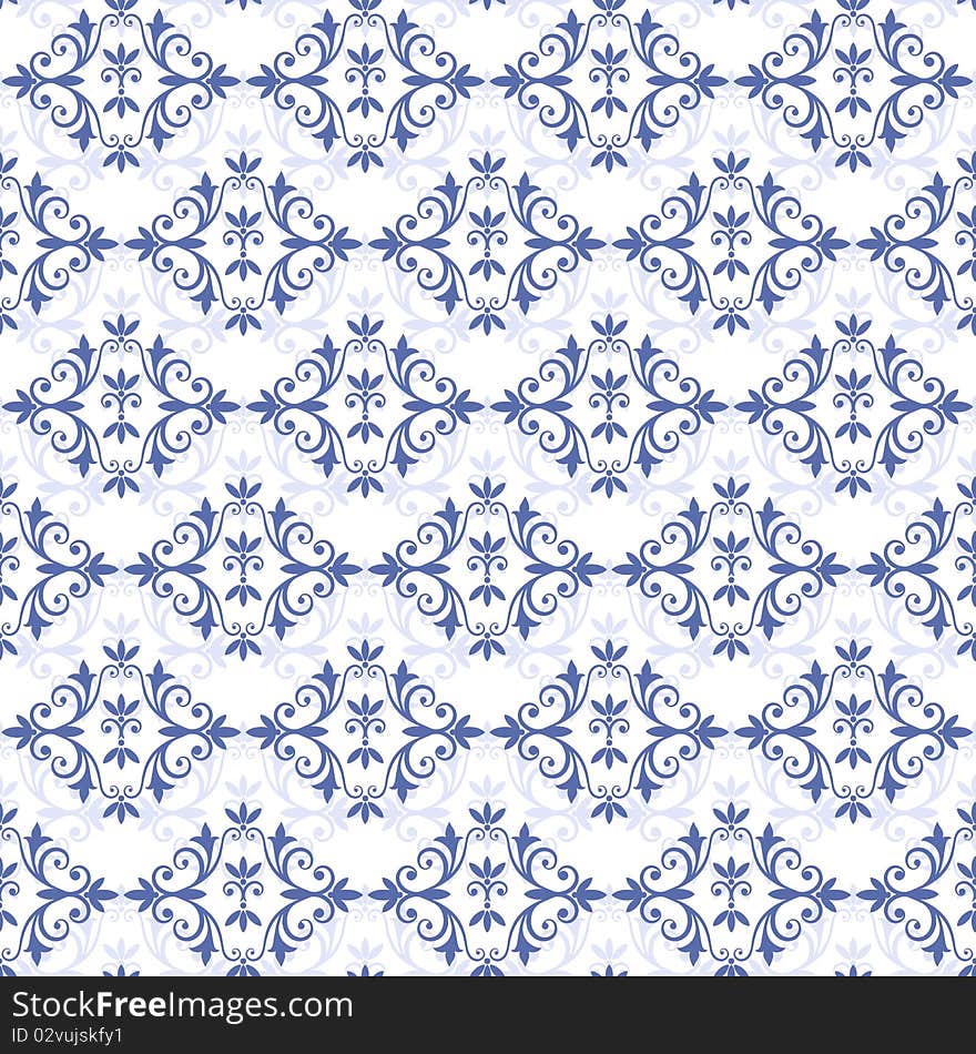 White-grey-blue vintage seamless pattern. White-grey-blue vintage seamless pattern