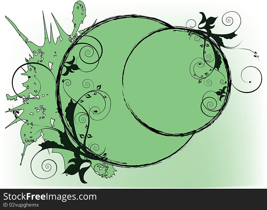 Green decorative circle with place for text