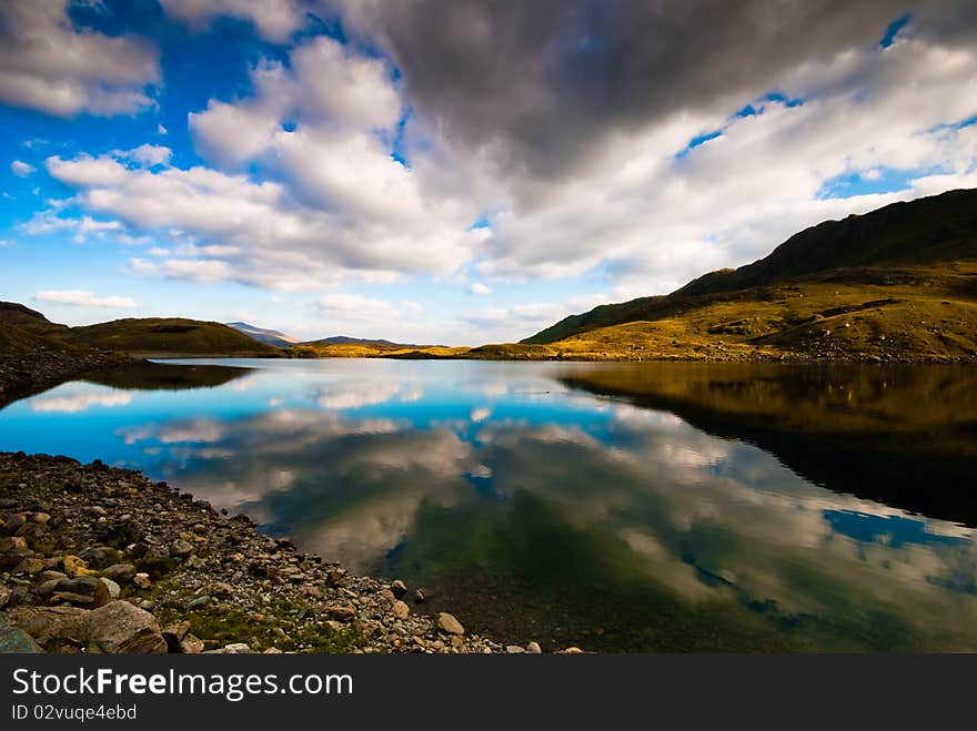 Beautiful wide view of mountain range