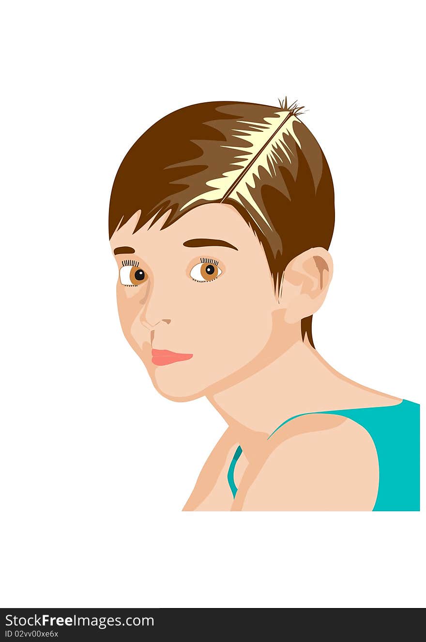 Young brunette female with fair complexion and short hair. Young brunette female with fair complexion and short hair