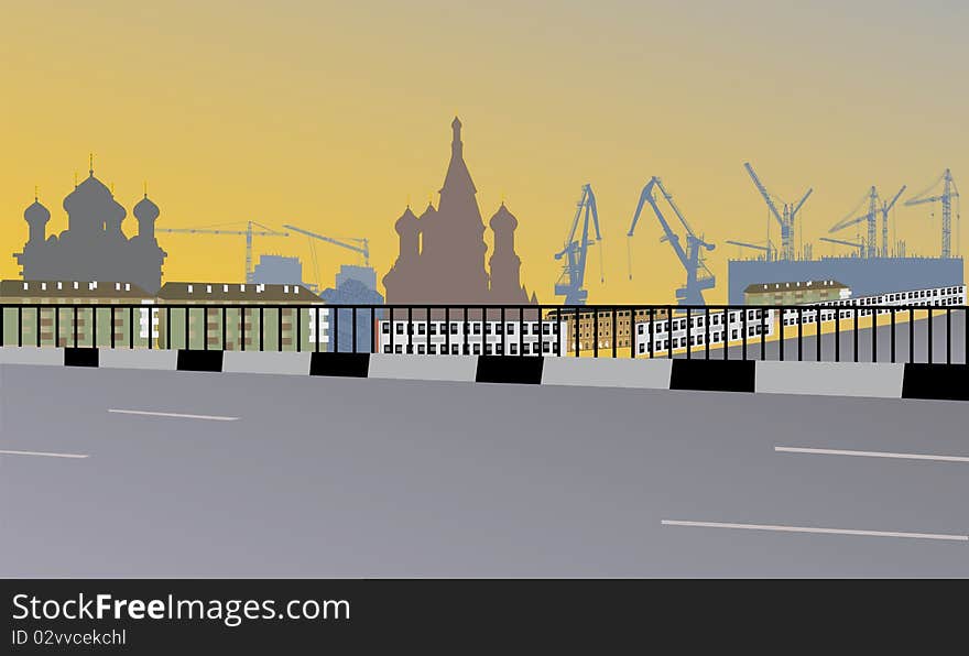 Cathedrals In City Illustration