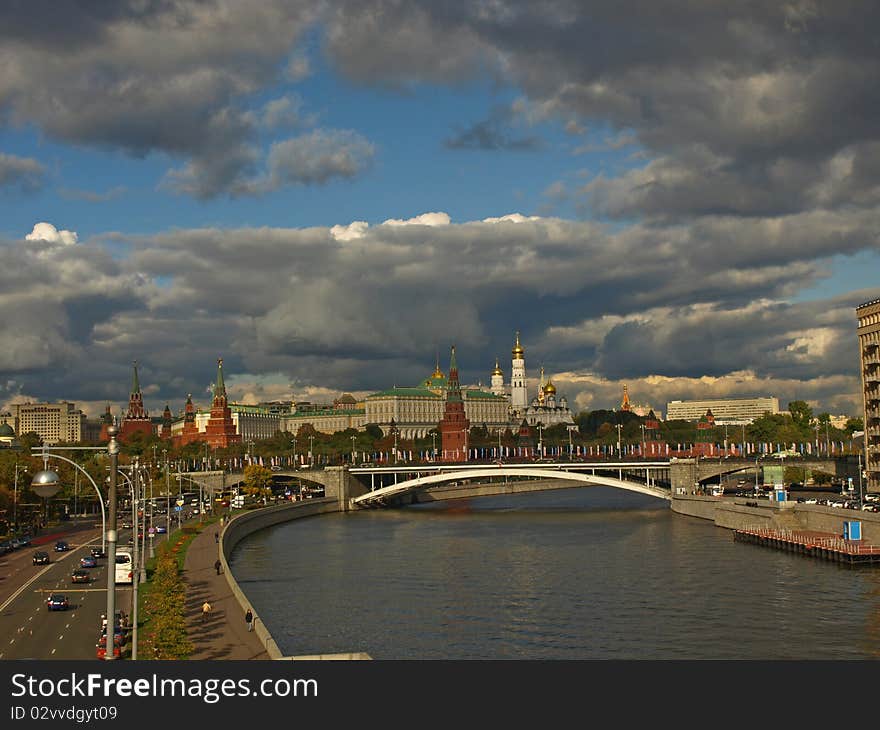 Moscow Russia Kremlin Red Square River Bridge Tower