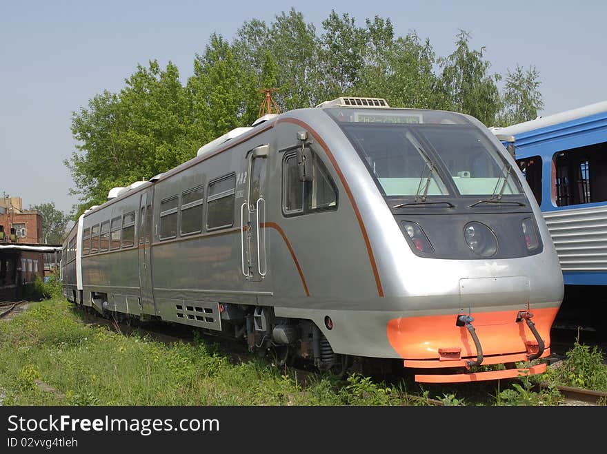 Railcar on railway in Moscow. Russia. Railcar on railway in Moscow. Russia