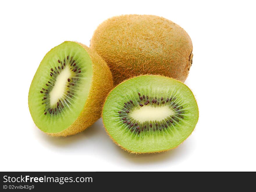 Sliced kiwi fruit isolated