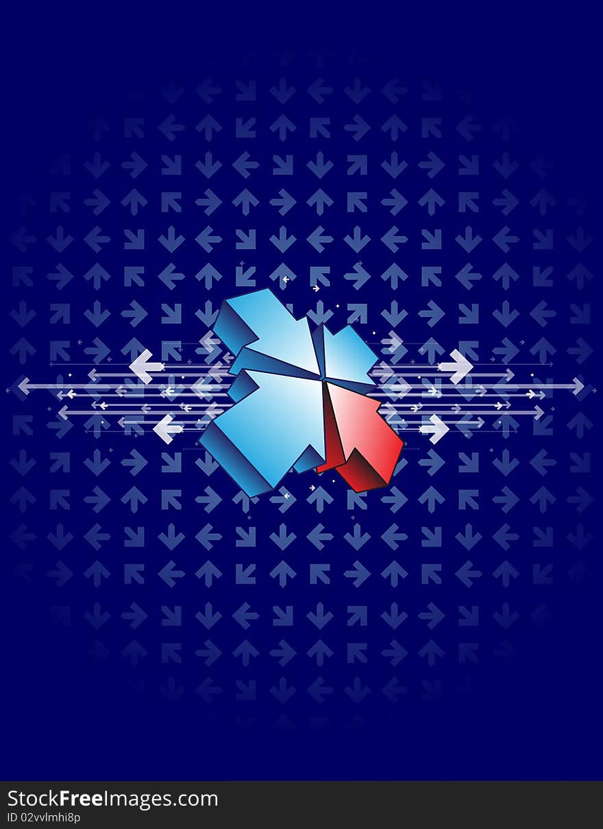 Abstract blue background with arrows