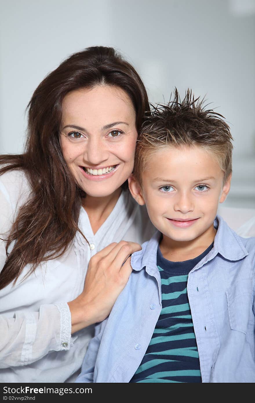 Closeup of mother and son at home. Closeup of mother and son at home