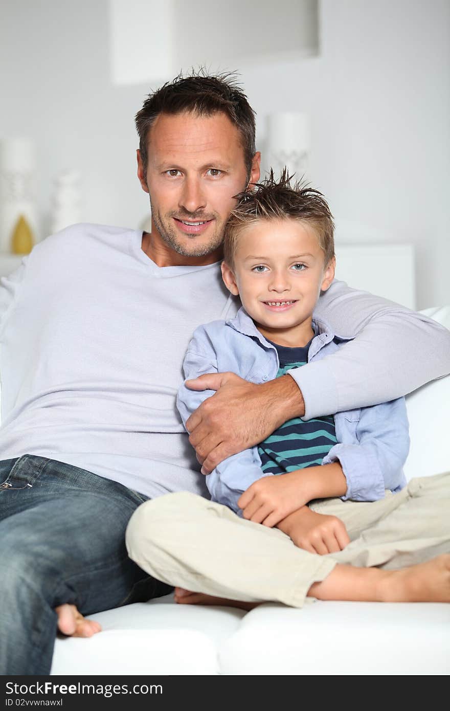 Closeup of father and son at home. Closeup of father and son at home