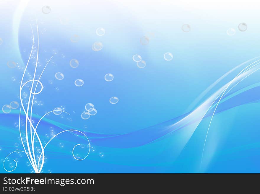 Abstract water wave and bubble background