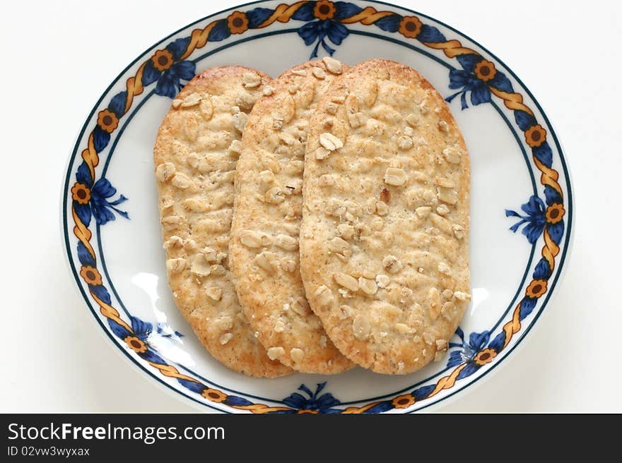 Cookies with cereals on a plate