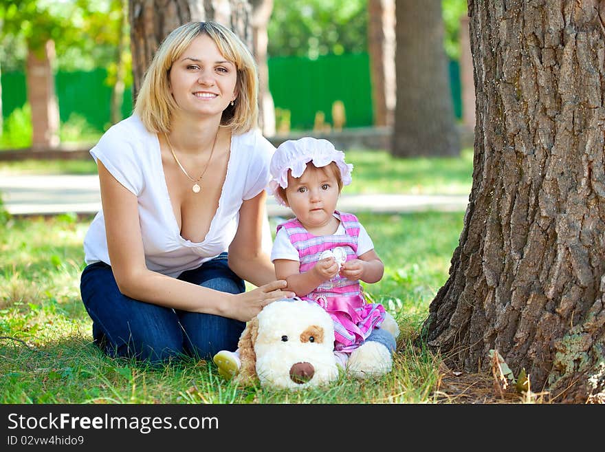 Mother and son in park. Mother and son in park