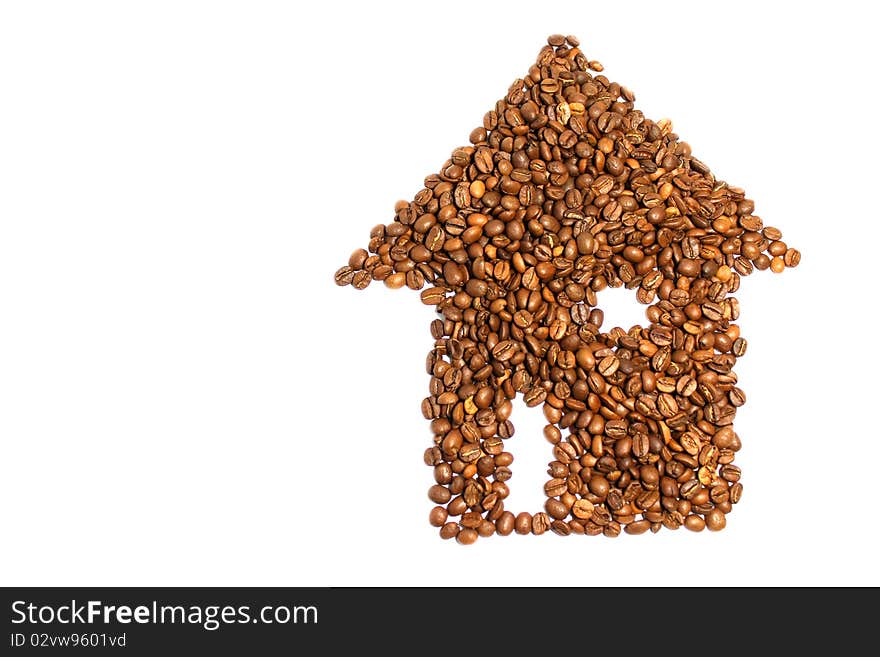 House made of coffee beans. House made of coffee beans