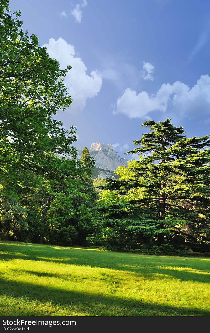 View of the mountain in a sun day, path of the pioneer