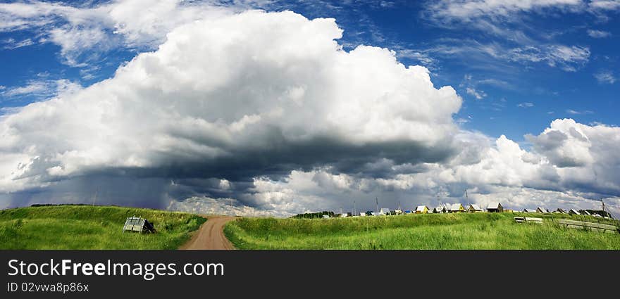 With a huge black cloud hanging over the village. With a huge black cloud hanging over the village