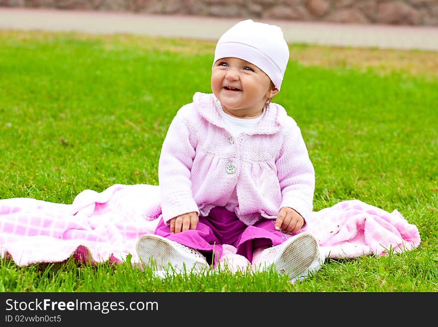 Sweet baby girl at park