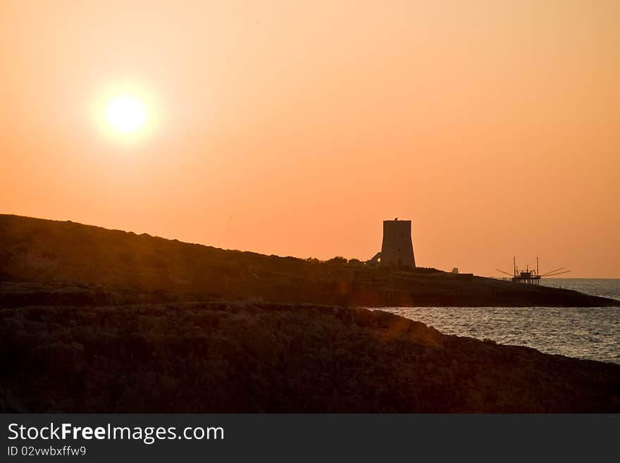 Beautiful sunset at the sea in italy. Beautiful sunset at the sea in italy