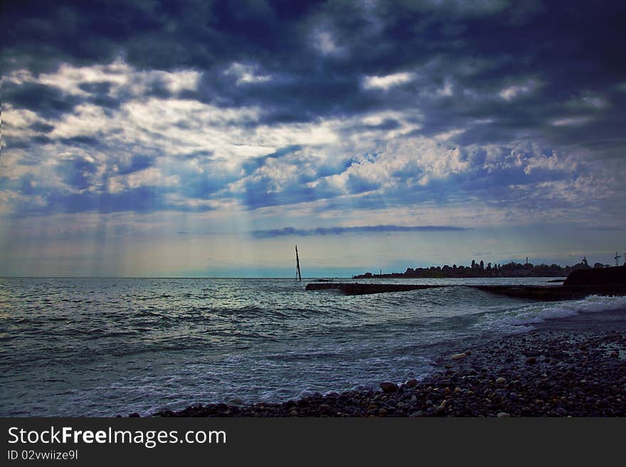 Black sea in Soukhumi after a storm