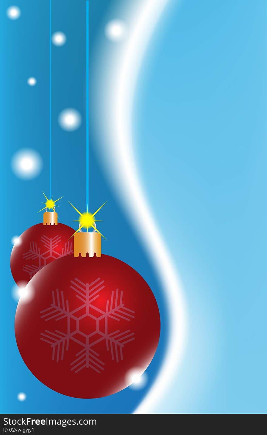 Two red Christmas ball on a blue background