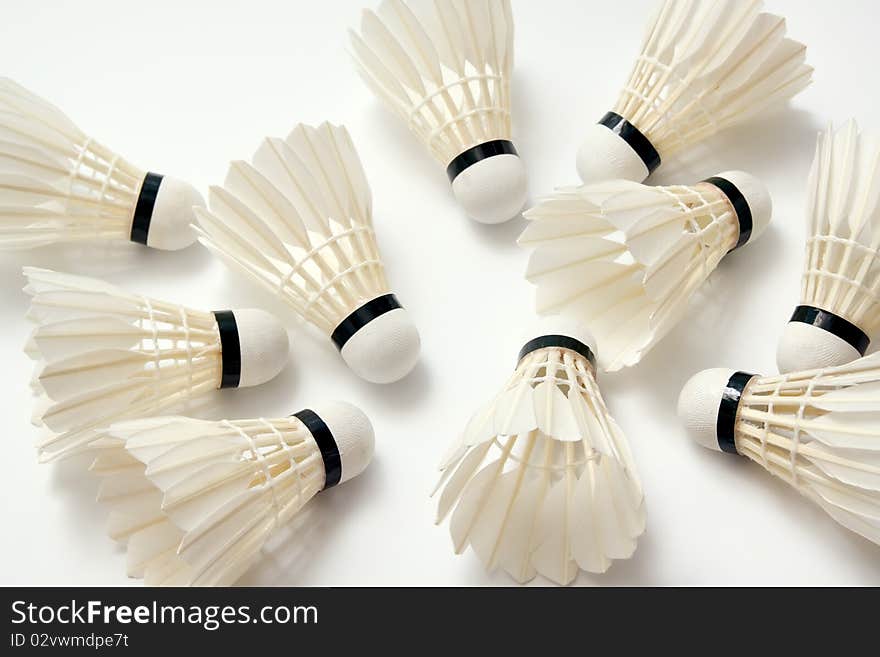 Group of white badminton shuttlecocks for your design. Group of white badminton shuttlecocks for your design