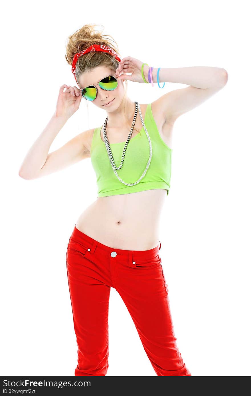 Portrait of a trendy young woman. Isolated over white background. Portrait of a trendy young woman. Isolated over white background.