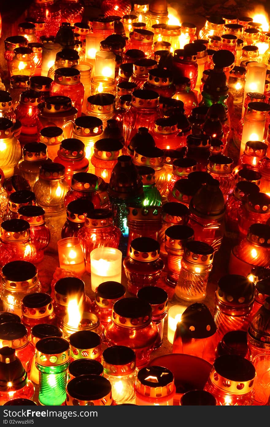 Red, yellow and green candles