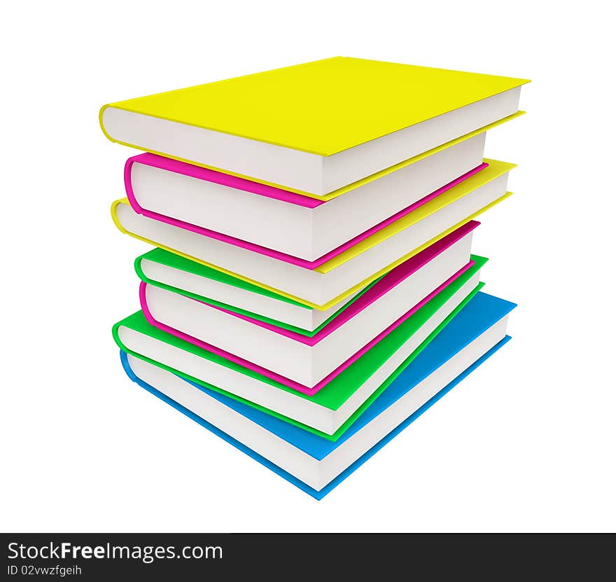 Stack of books isolated on white background