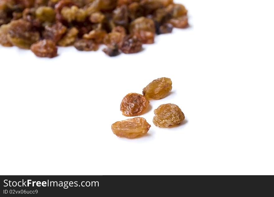 Raisins isolated over white