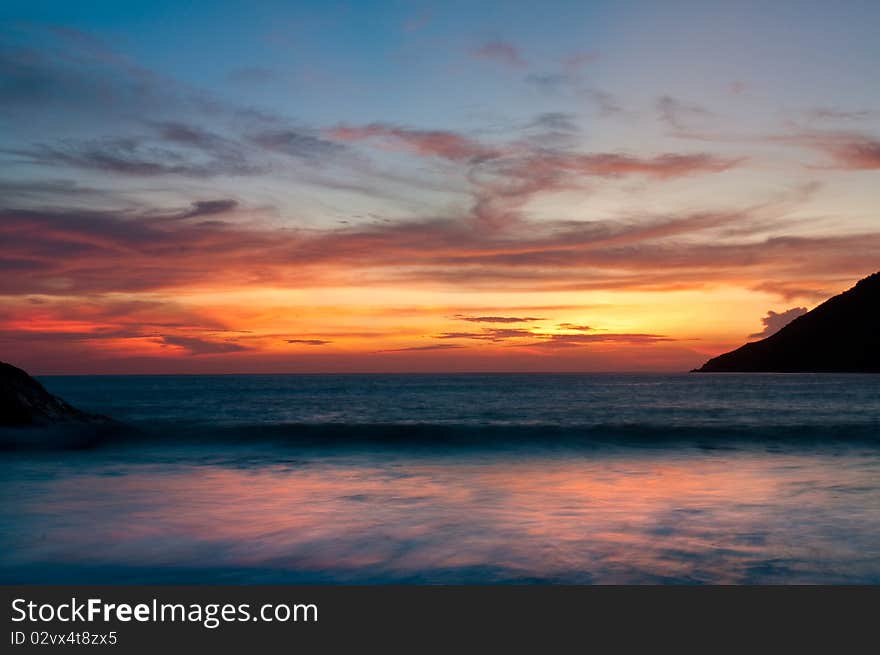 Beach Sunset In Phuket Island, Thailand