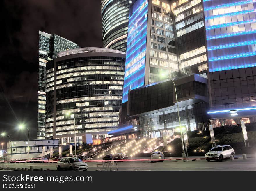 Business center at night