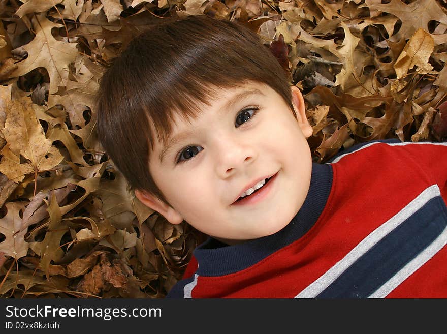 Boy In Leaves