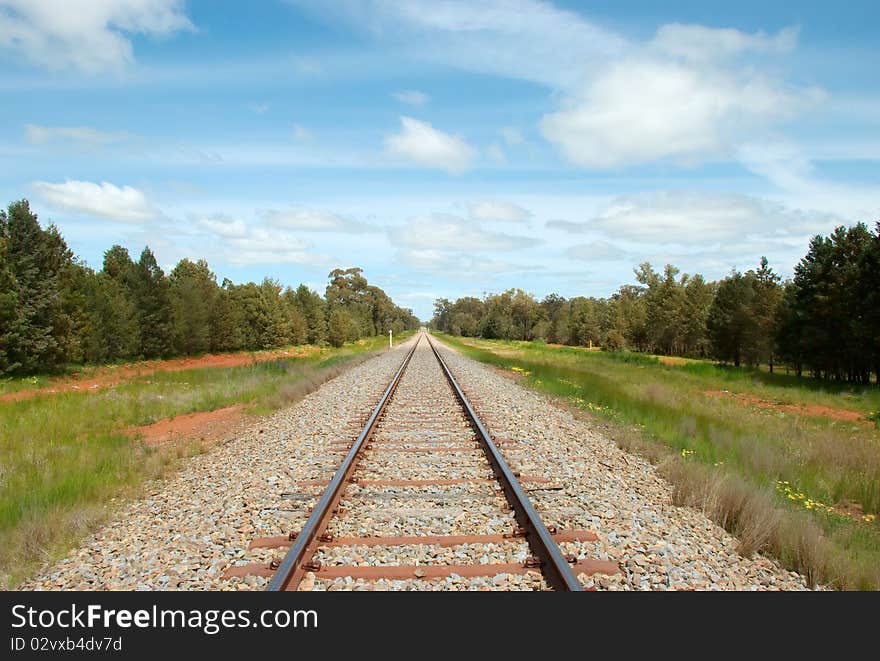 A railway track out in the country. A railway track out in the country