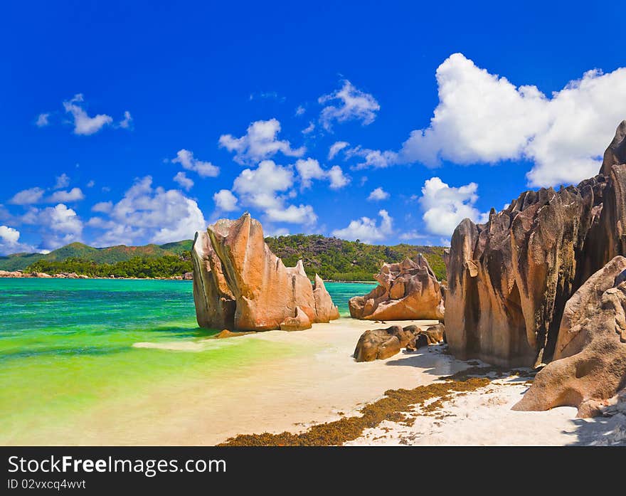 Tropical beach at Seychelles - nature background