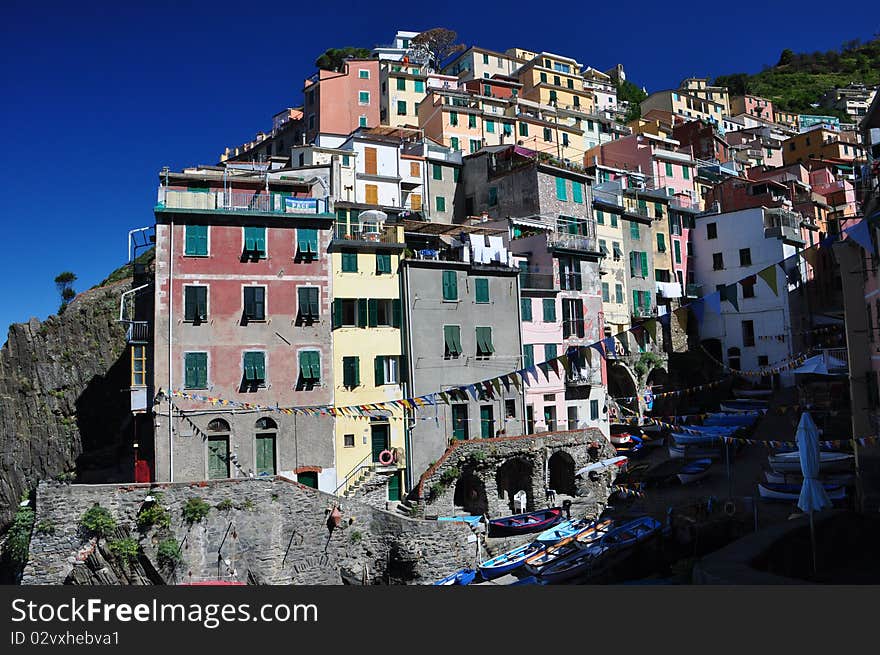 Beautiful village in Cinque Terre, Riomaggiore, La Spezia