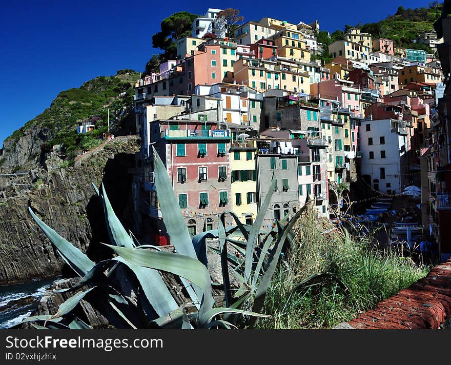 Beautiful village in Cinque Terre, Riomaggiore, La Spezia